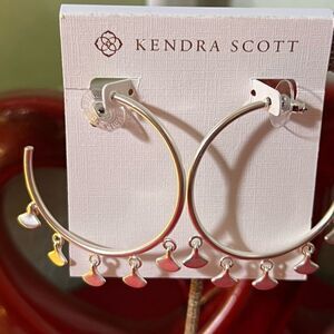 Kendra Scott Silver Open Hoop Earrings With Drop Charms #KSER